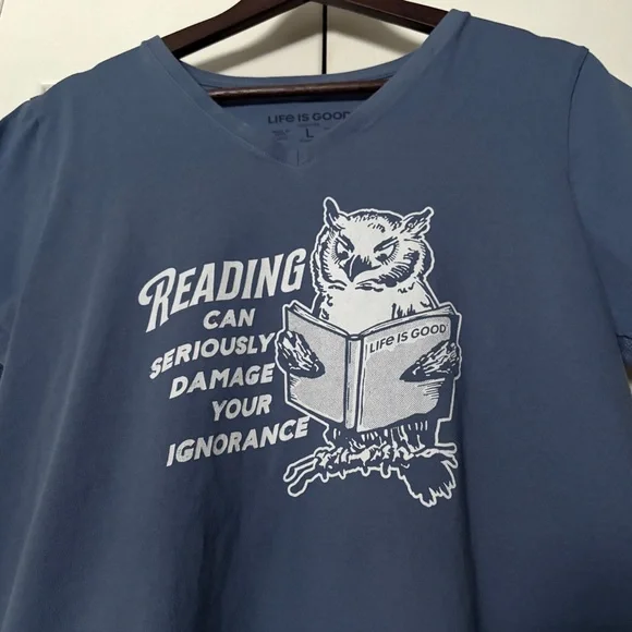 Life is Good Crusher Bookish Owl Tee - Picture 2 of 6